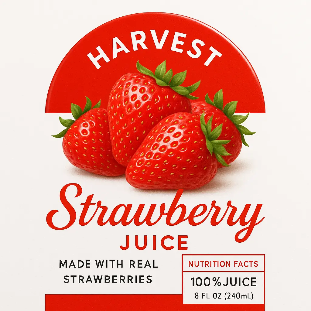 Modern red strawberry juice label template