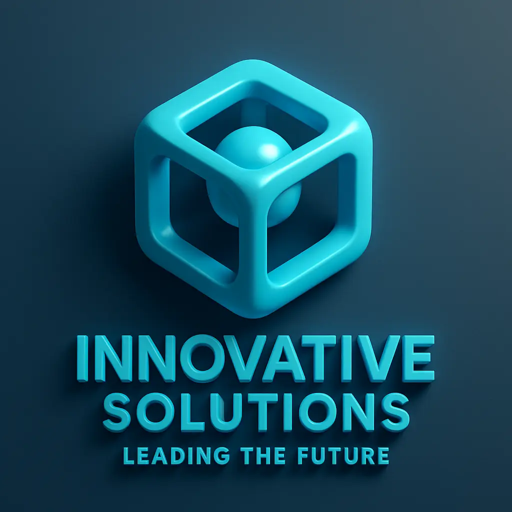 Futuristic 3d logo template with cube and sphere.