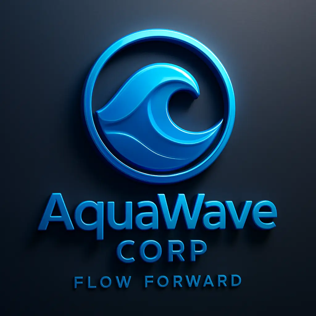 Glossy blue wave 3d logo template.