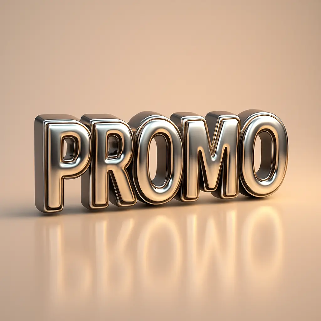 3d logo template with sleek metallic 'PROMO' text