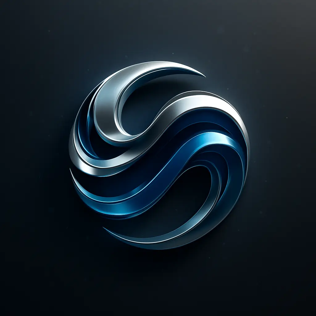 3d logo template with metallic chrome abstract symbol