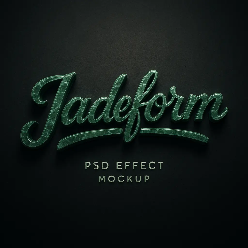 Green marble 3d logo template with elegant script
