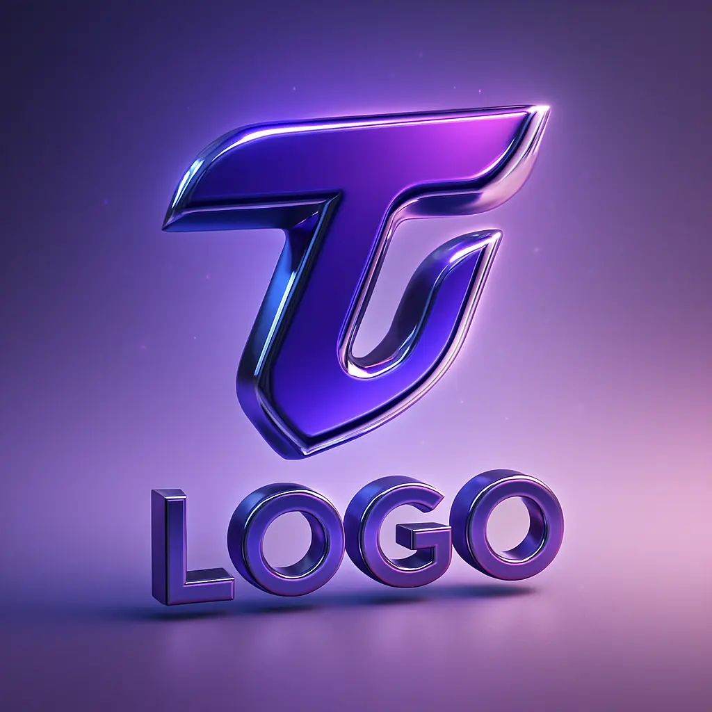 3d logo template with chrome gradient lettermark and modern typography