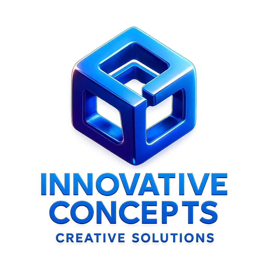 Interlocking cubes 3d logo template with gradient