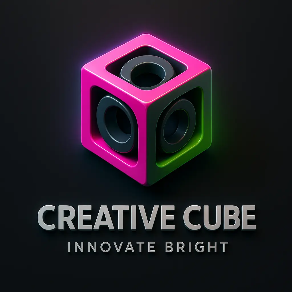 Vibrant geometric cube 3d logo template