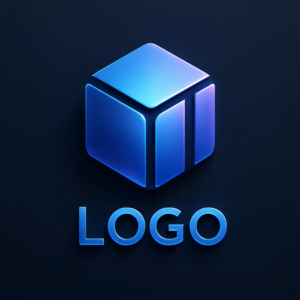 3d logo template with geometric cube and modern typography