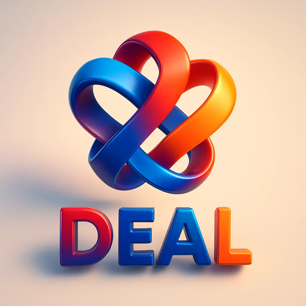Colorful 3d logo template with intertwined ribbons.