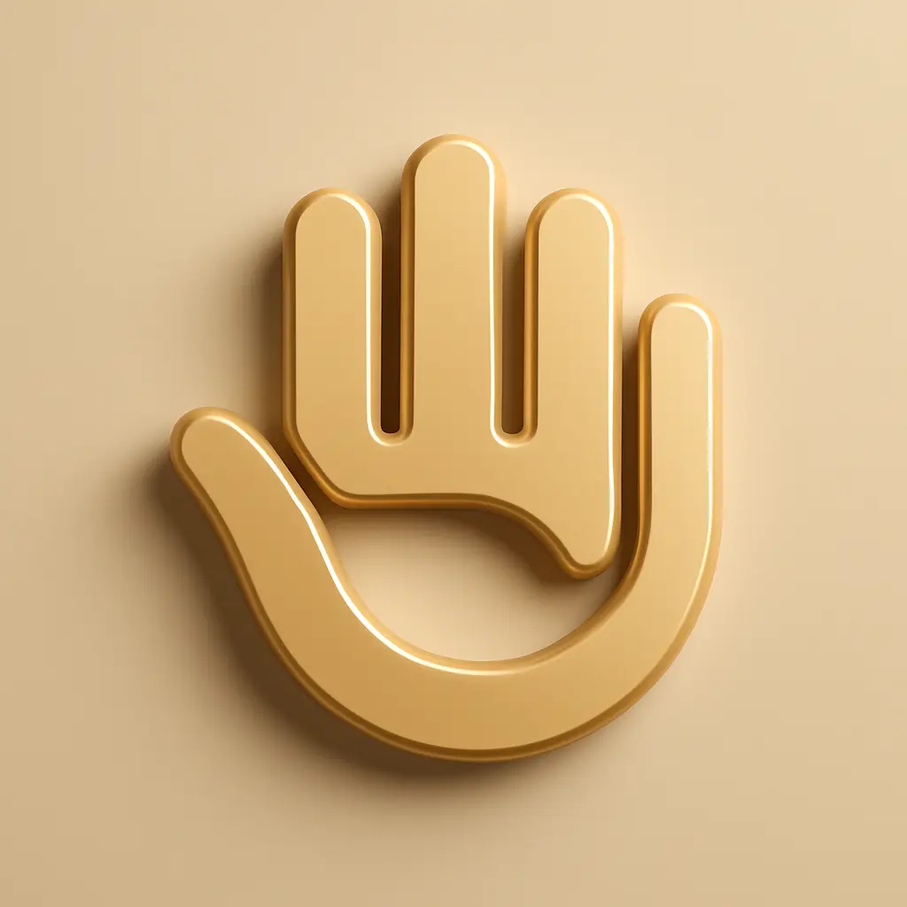 Glossy gold 3d logo template of abstract hand