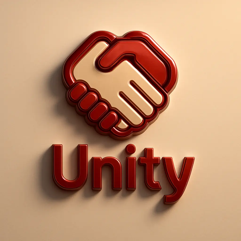 Stylized 3d logo template with hand clasp design.