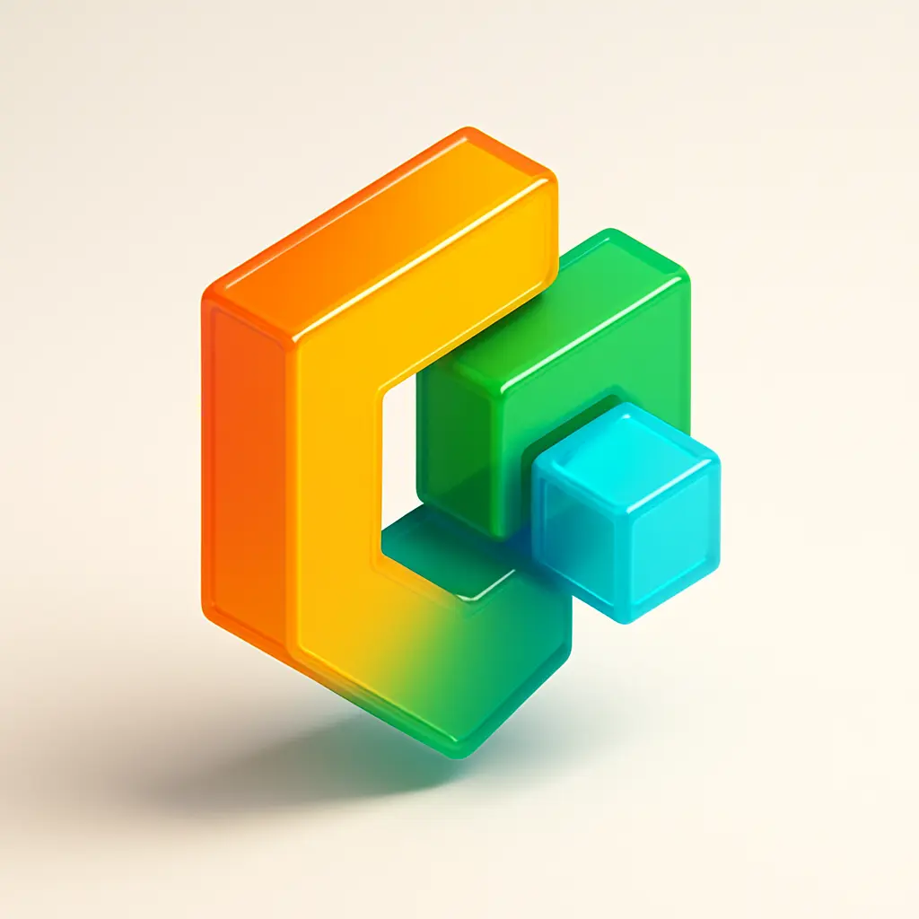 3d logo template with colorful abstract blocks and cubes