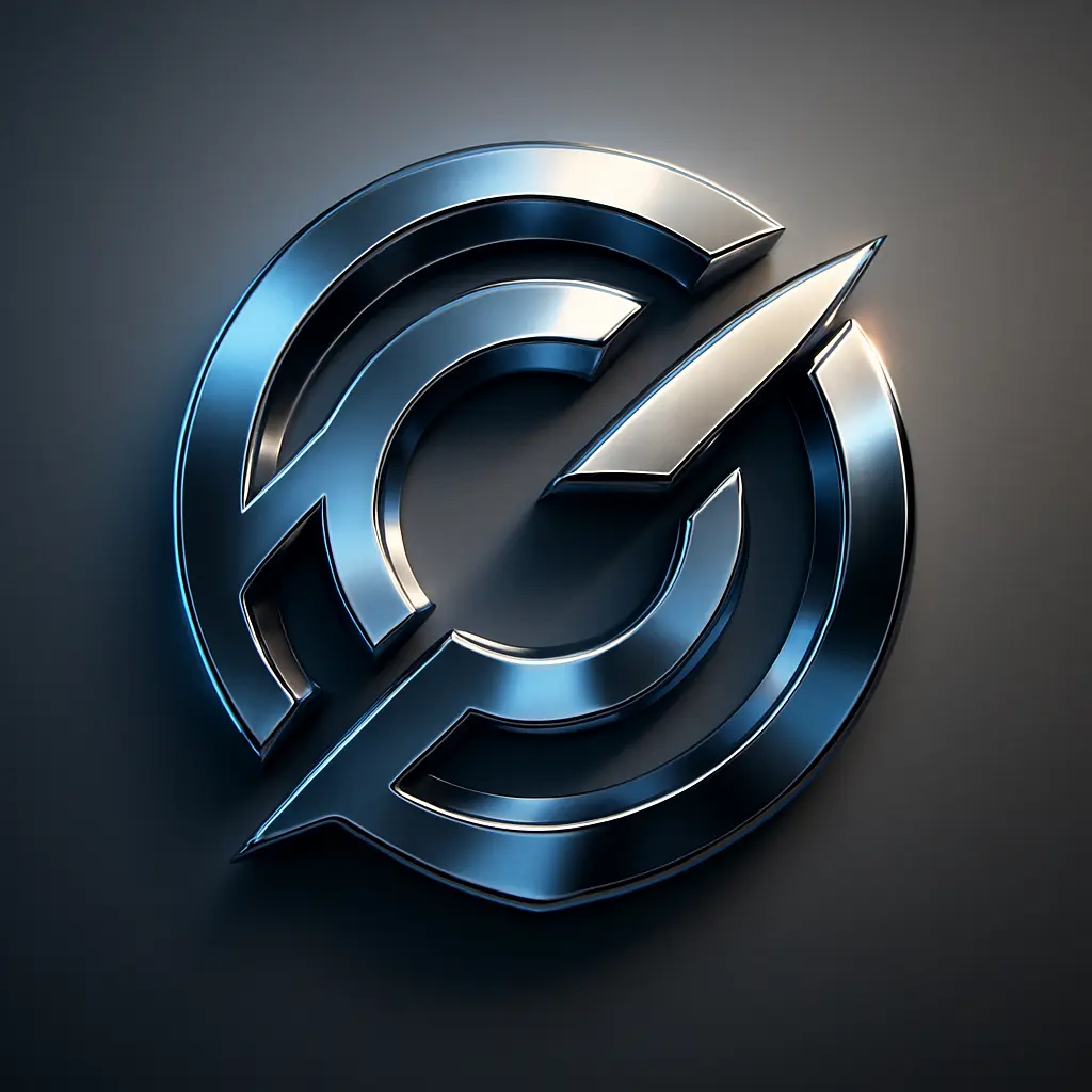 3d logo template with futuristic chrome design and blue gradient