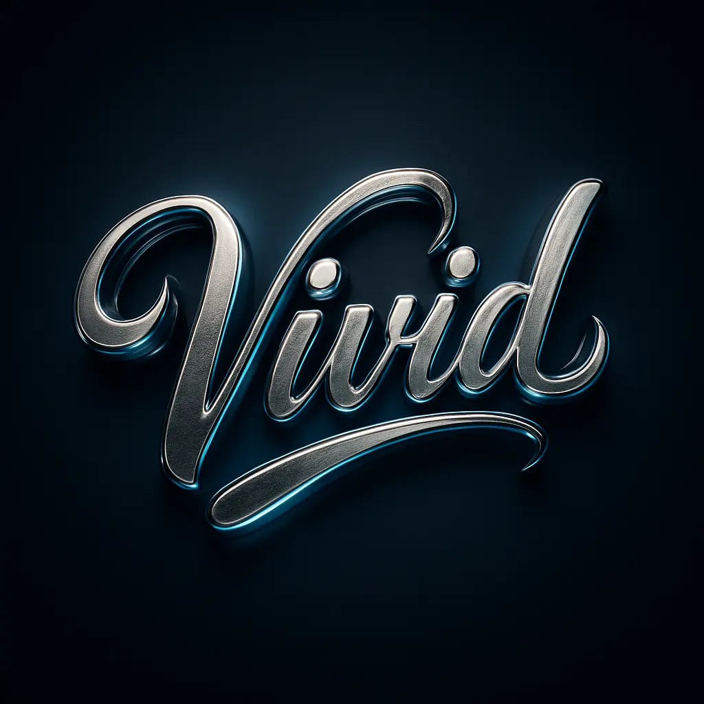 Chrome script 3d logo template with blue glow