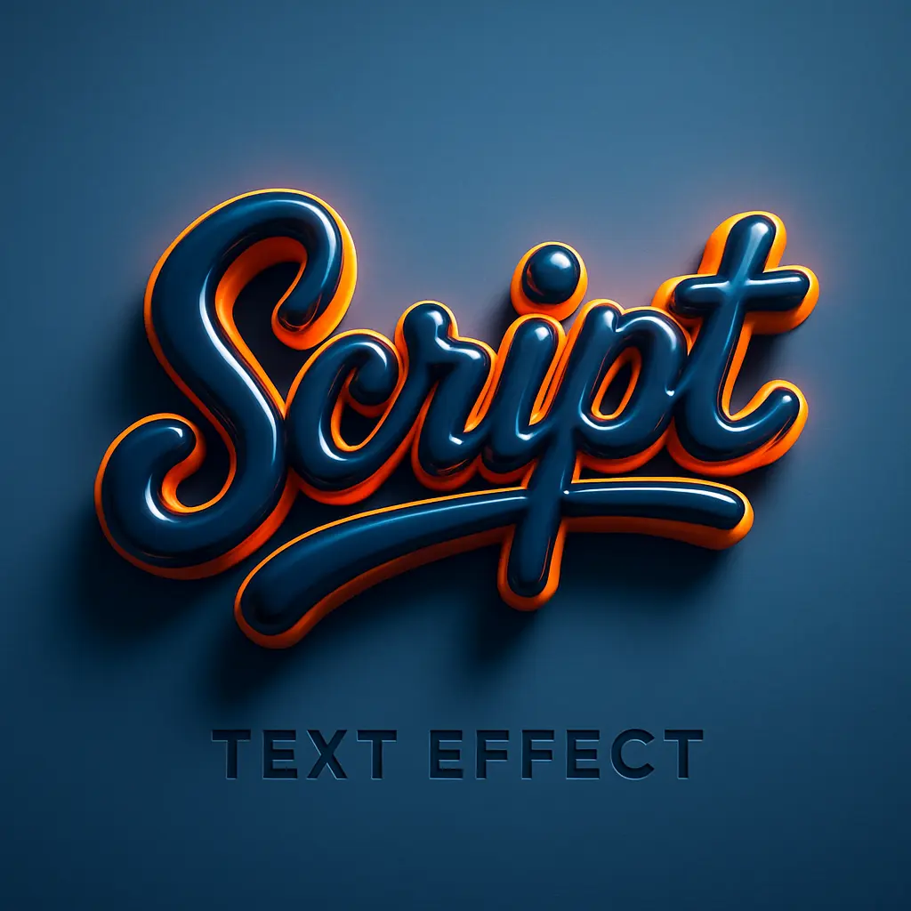 Glossy 'Script' 3d logo template with navy and orange.