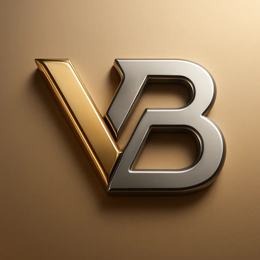 3d logo template with interlocking metallic 'V' and 'B' shapes