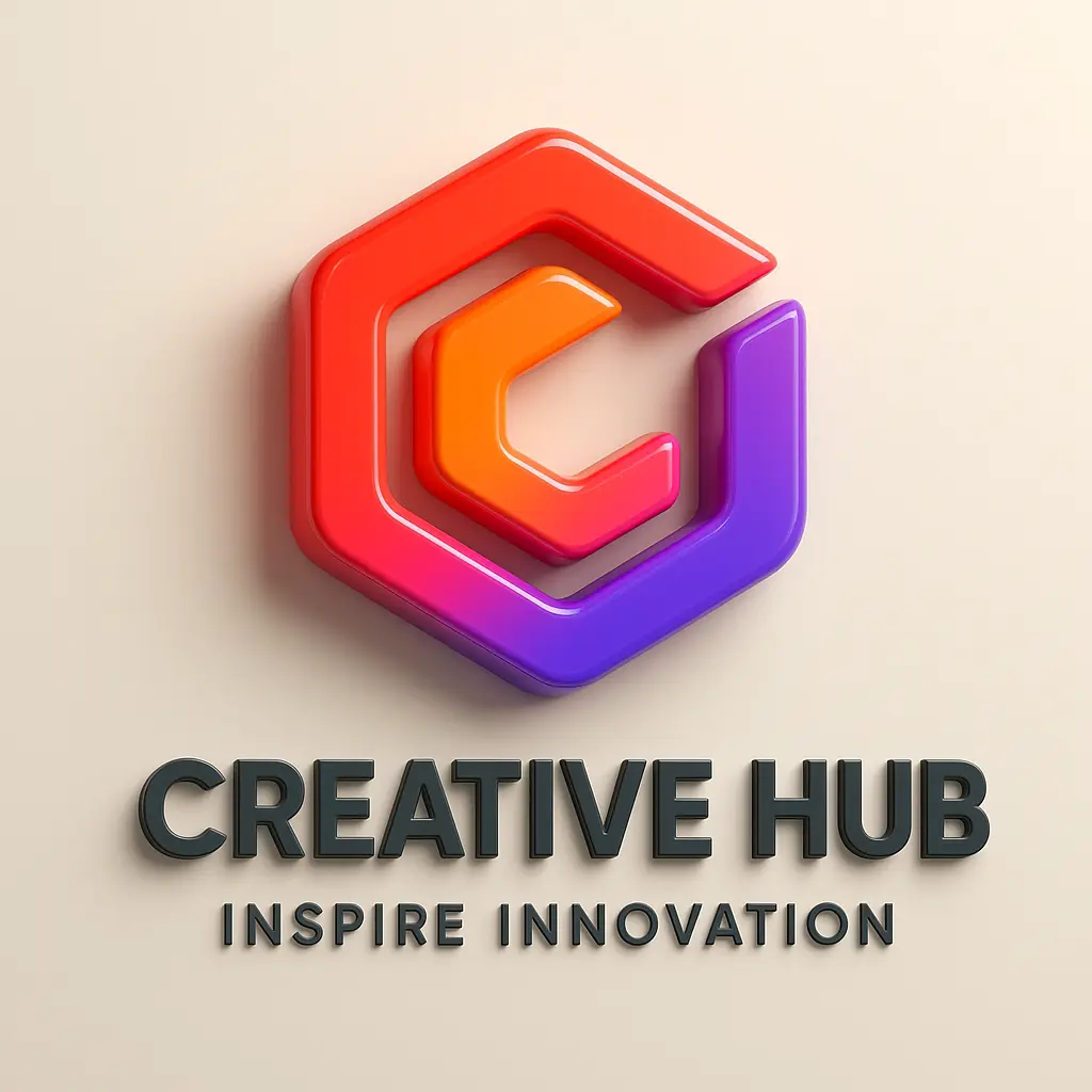 3d logo template with a geometric hexagon design