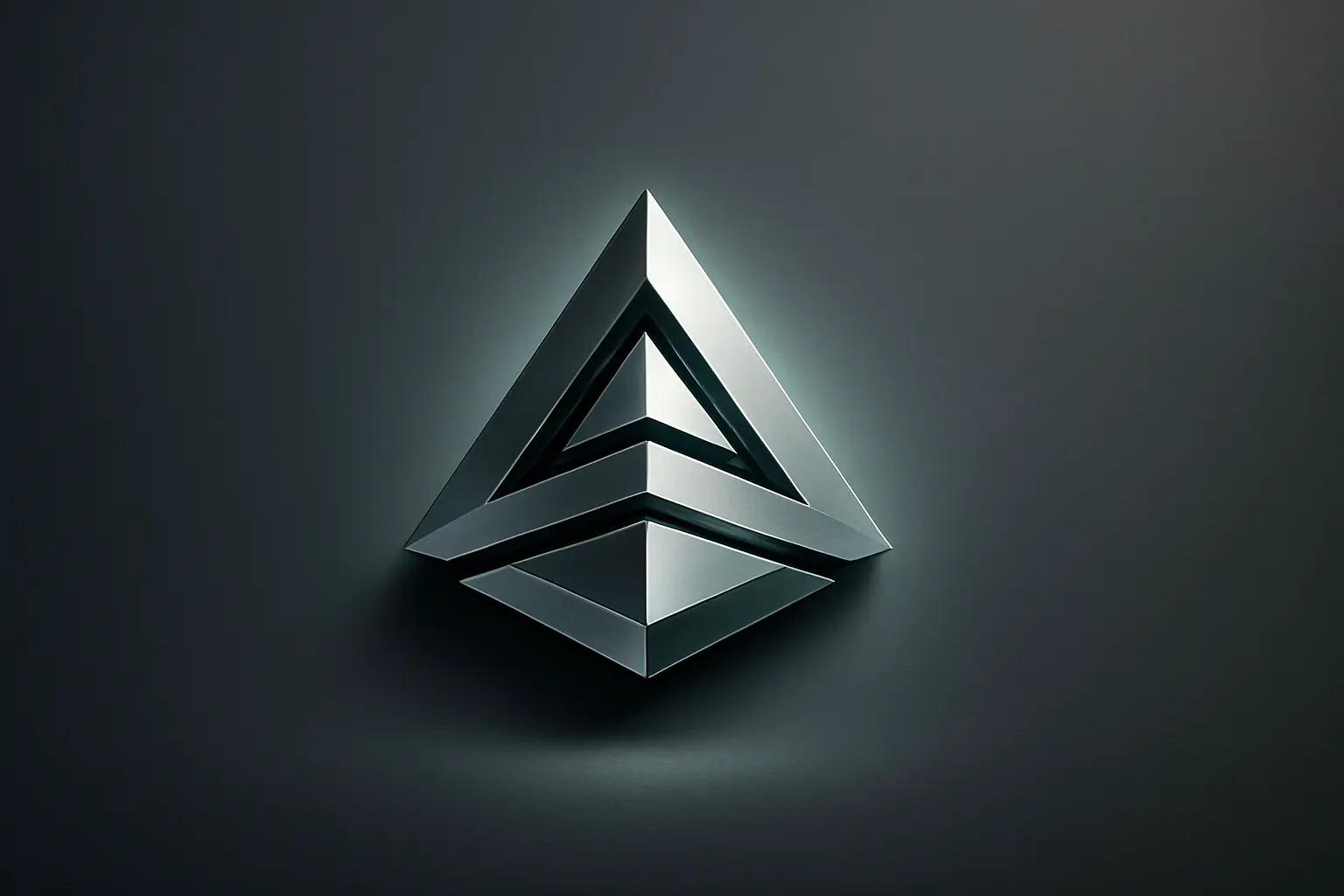 3d logo template with metallic chrome and teal geometric symbol