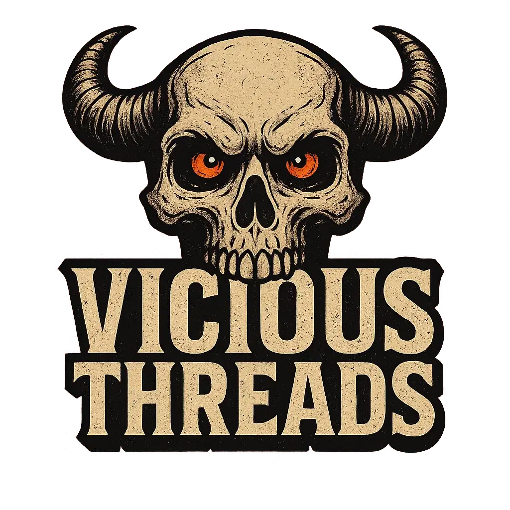 Skull-based clothing brand logo template with bold red tones