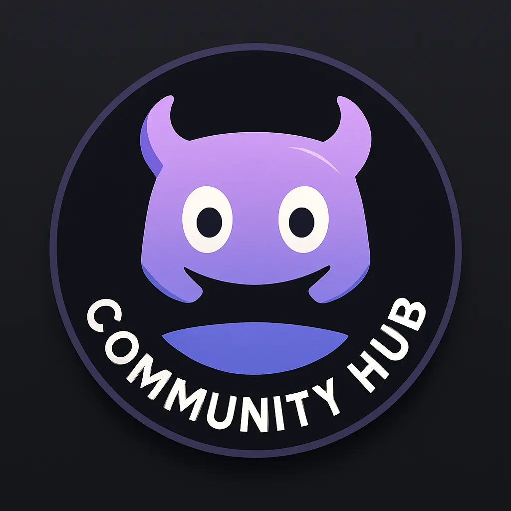 discord logo template with playful icon in violet tones
