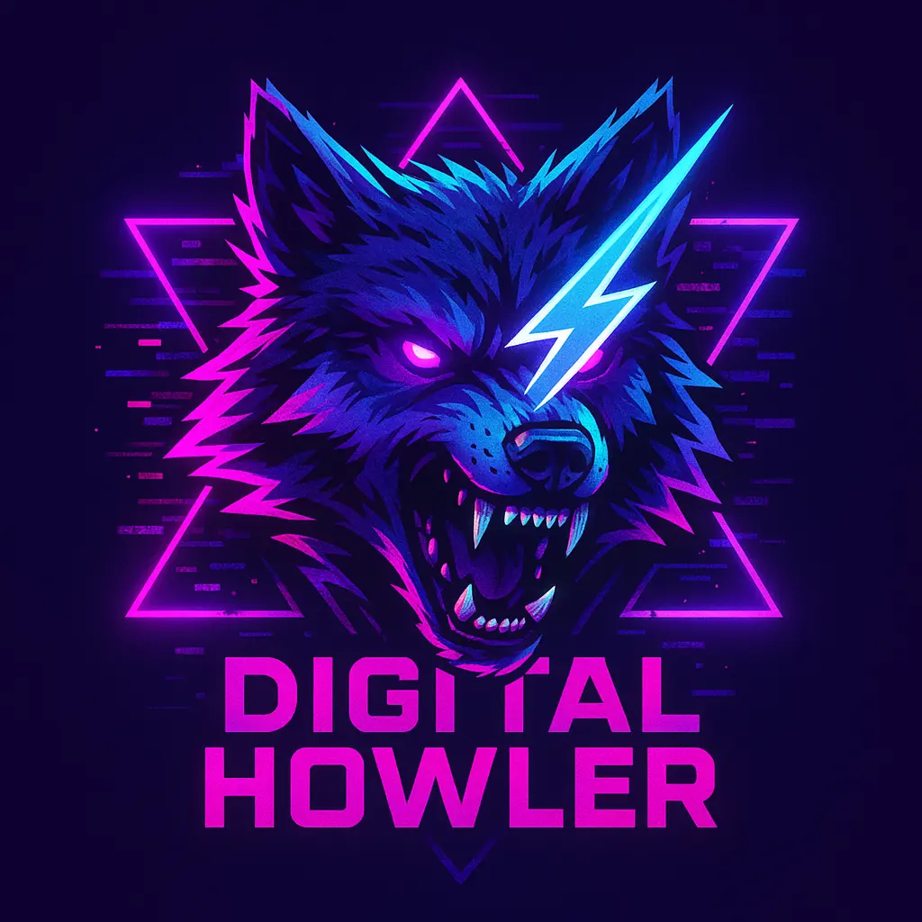 Pixel glitch cyberpunk wolf discord logo template