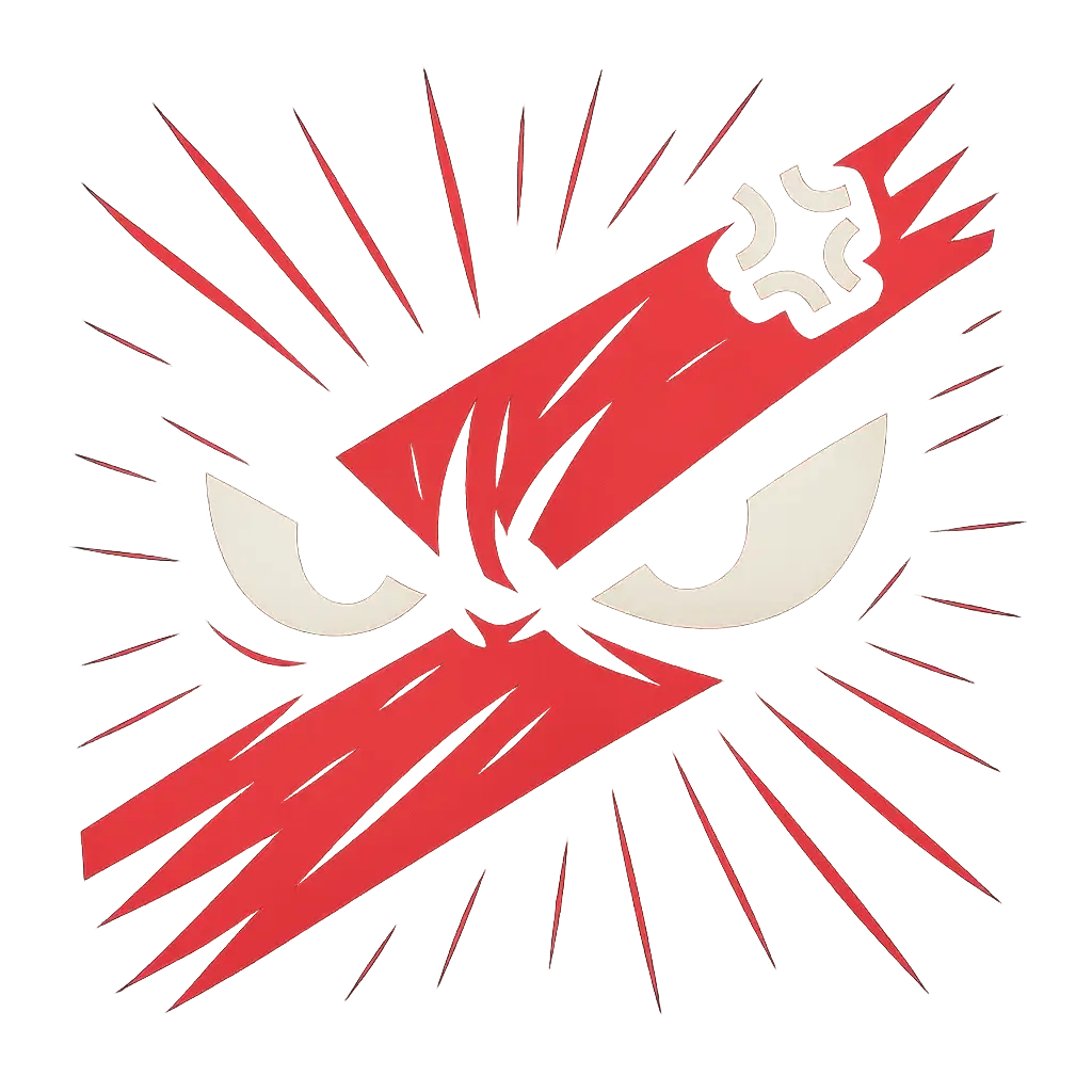 discord logo template with angry comic-style eyes on red stripe