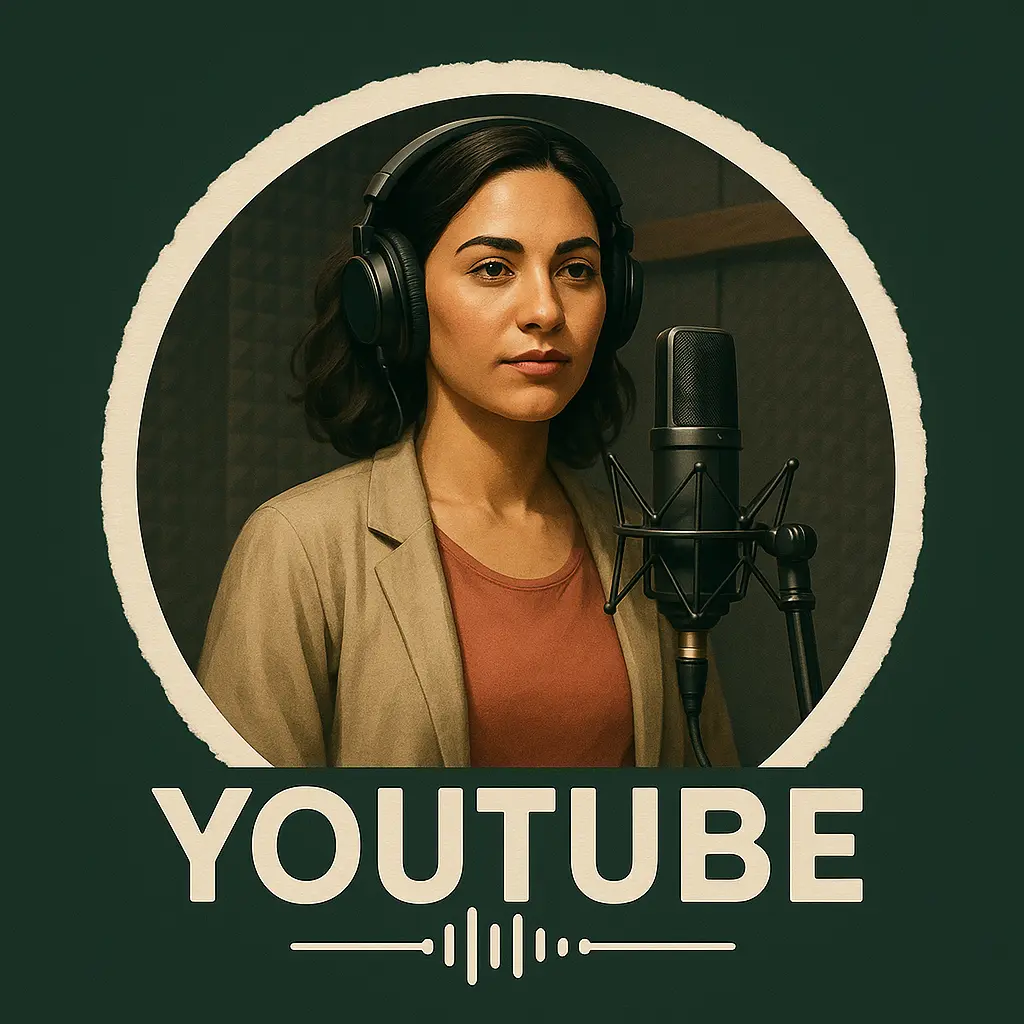 youtube logo template with female singer in studio