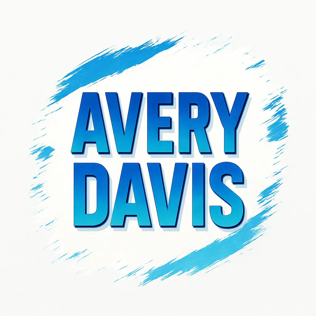 Bold youtube logo template with Avery Davis text