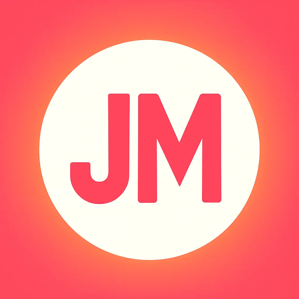 Modern JM youtube logo template with pink circle glow