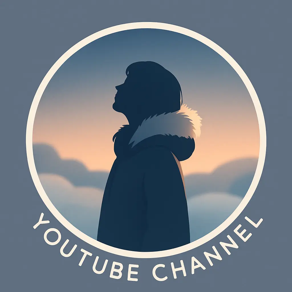 youtube logo template with silhouetted woman in winter sunset
