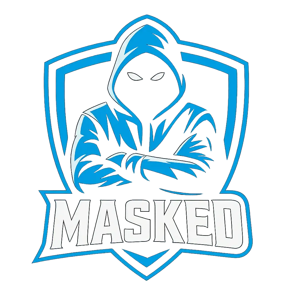 Bold hooded mascot in shield youtube logo template