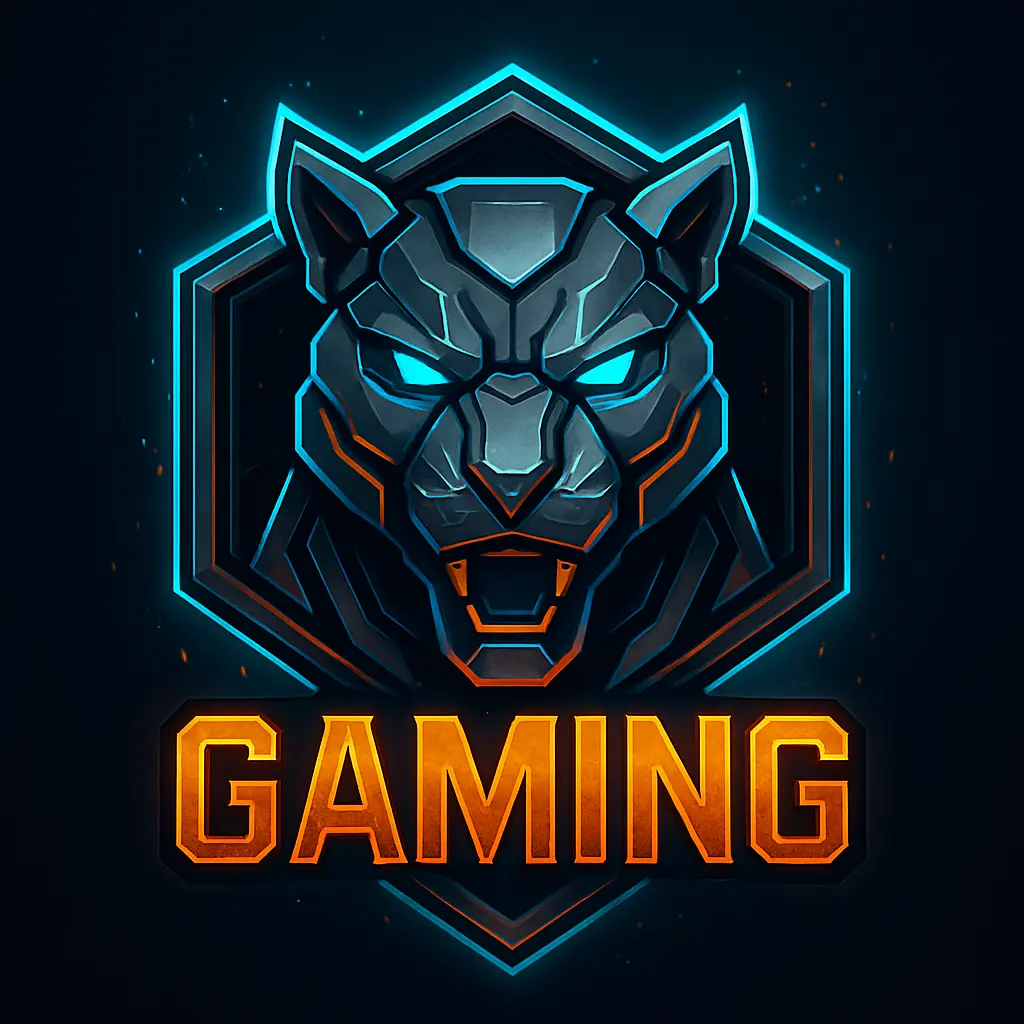 Futuristic robotic panther gaming logo template