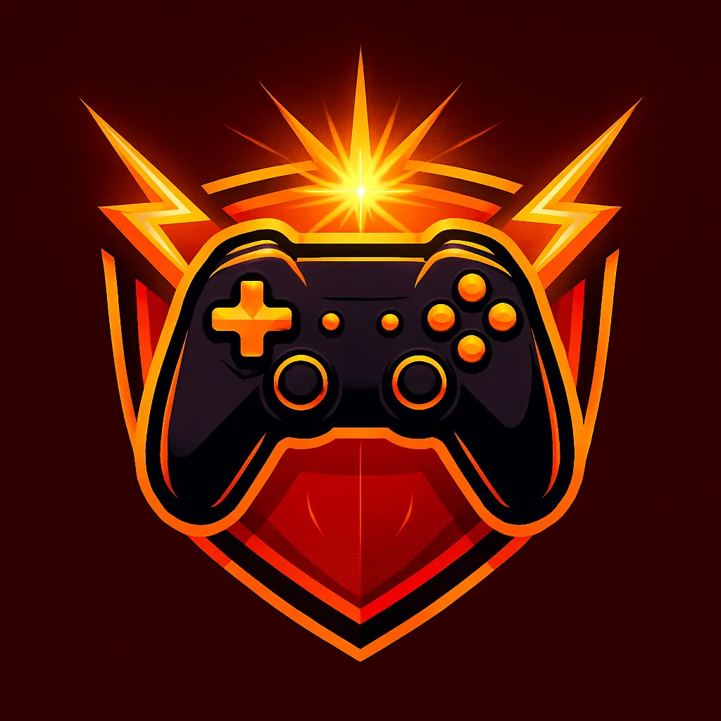 Gaming logo template with shield and game controller