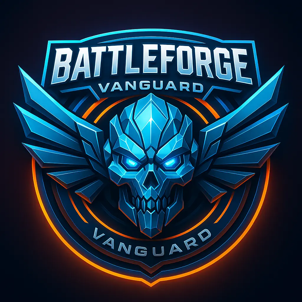 Futuristic cyber skull gaming logo template with wings
