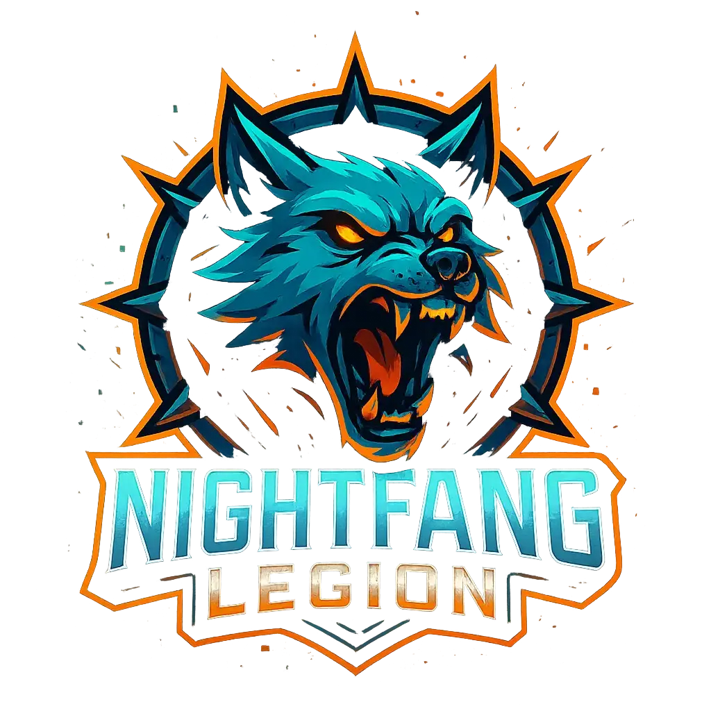 Cyberpunk wolf gaming logo template with neon effects