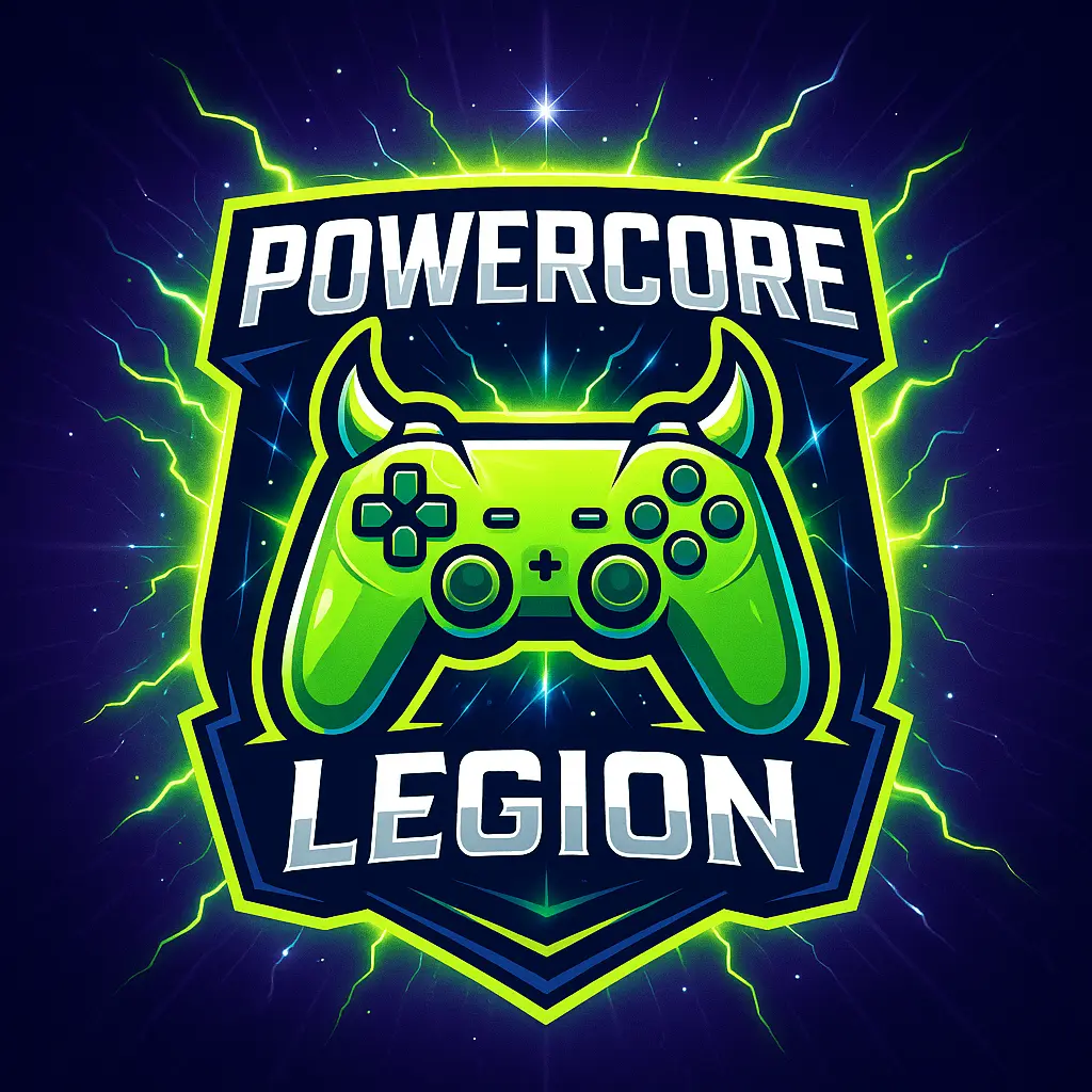 Vibrant gaming logo template with glowing green controller