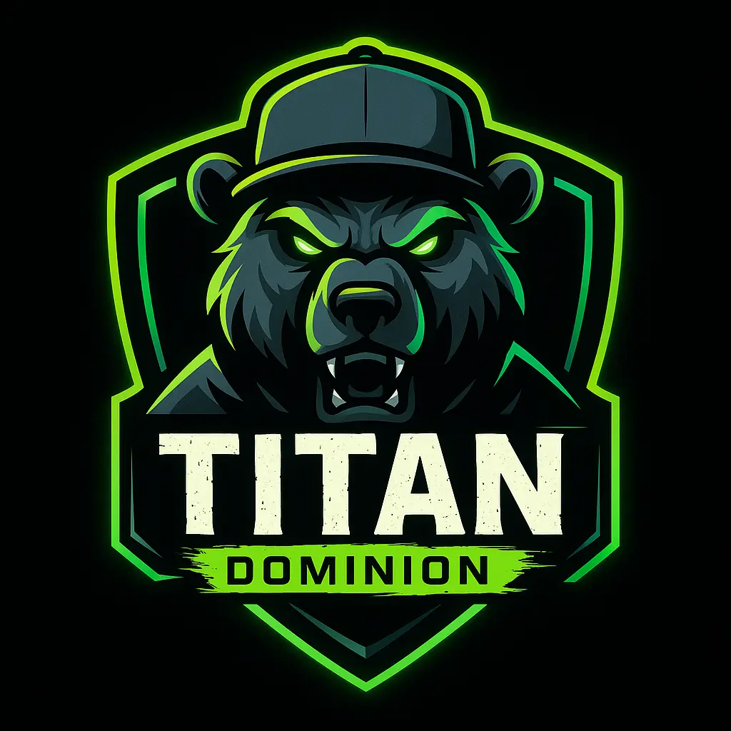 Fierce bear mascot gaming logo template with neon green glow