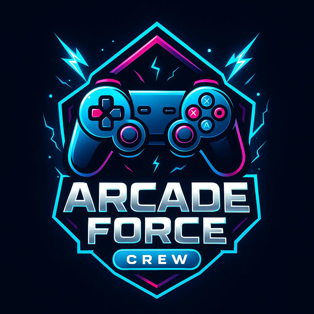 Neon gaming logo template with controller and bold text