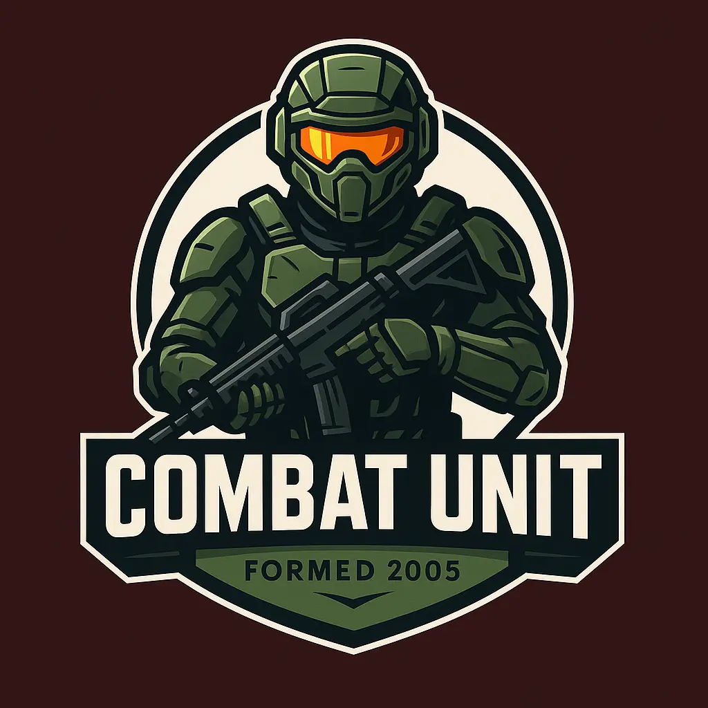 Futuristic soldier mascot gaming logo template in green armor
