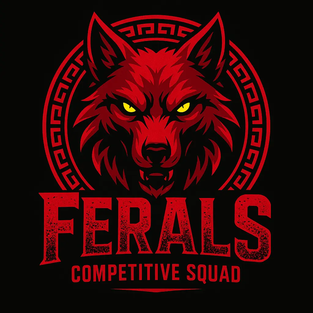 Red wolf head gaming logo template with bold lettering