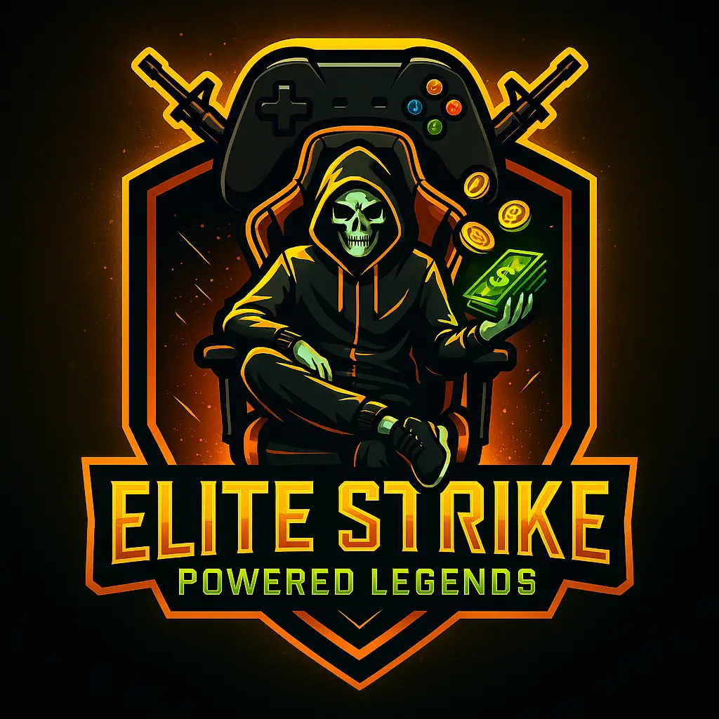 grim reaper gaming logo template with neon accents