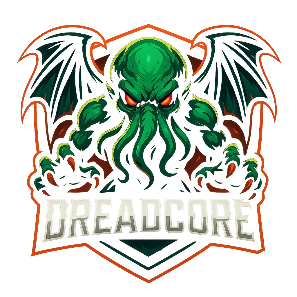 Dark Cthulhu gaming logo template with bold shield design