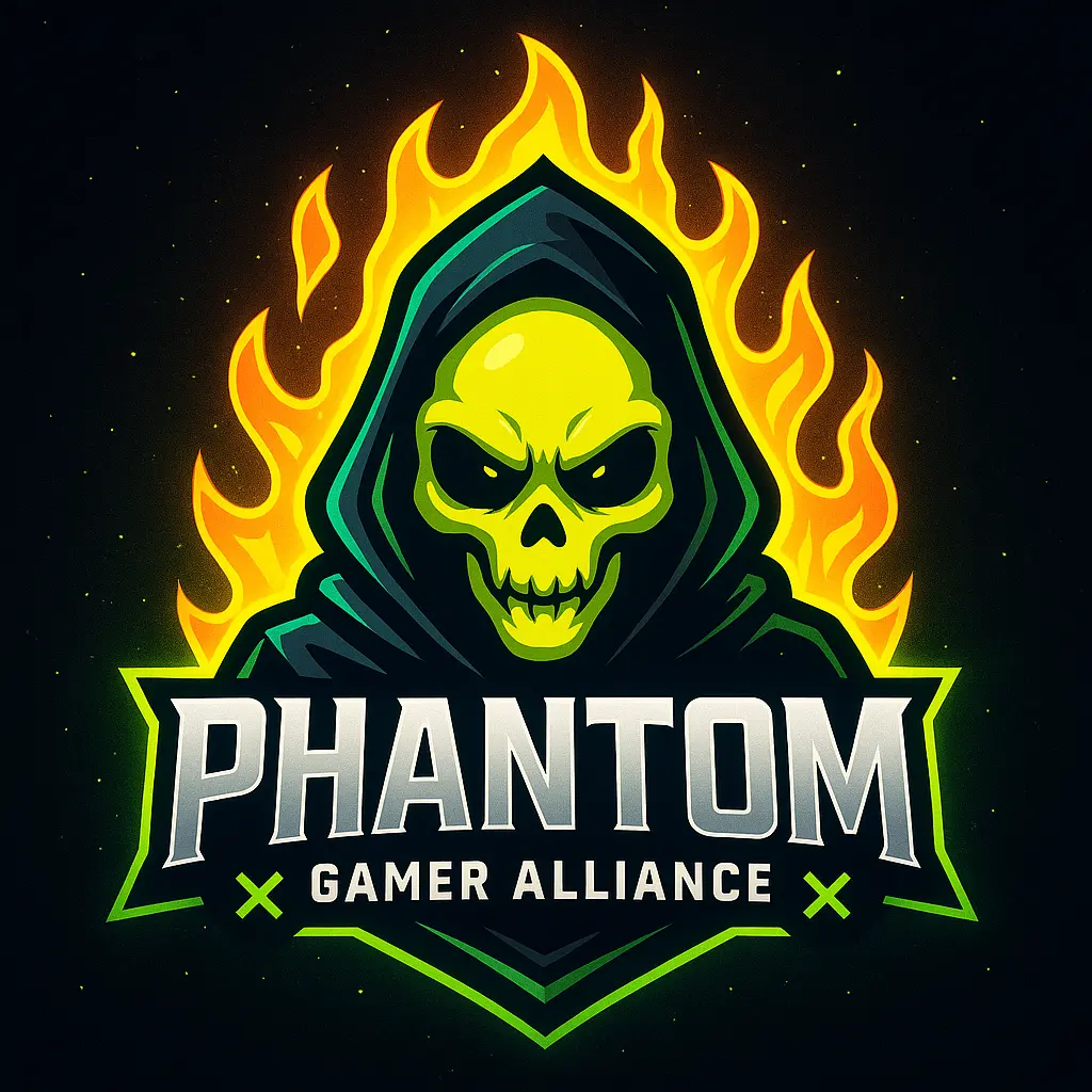 Bold cartoon gaming logo template with alien skull mascot