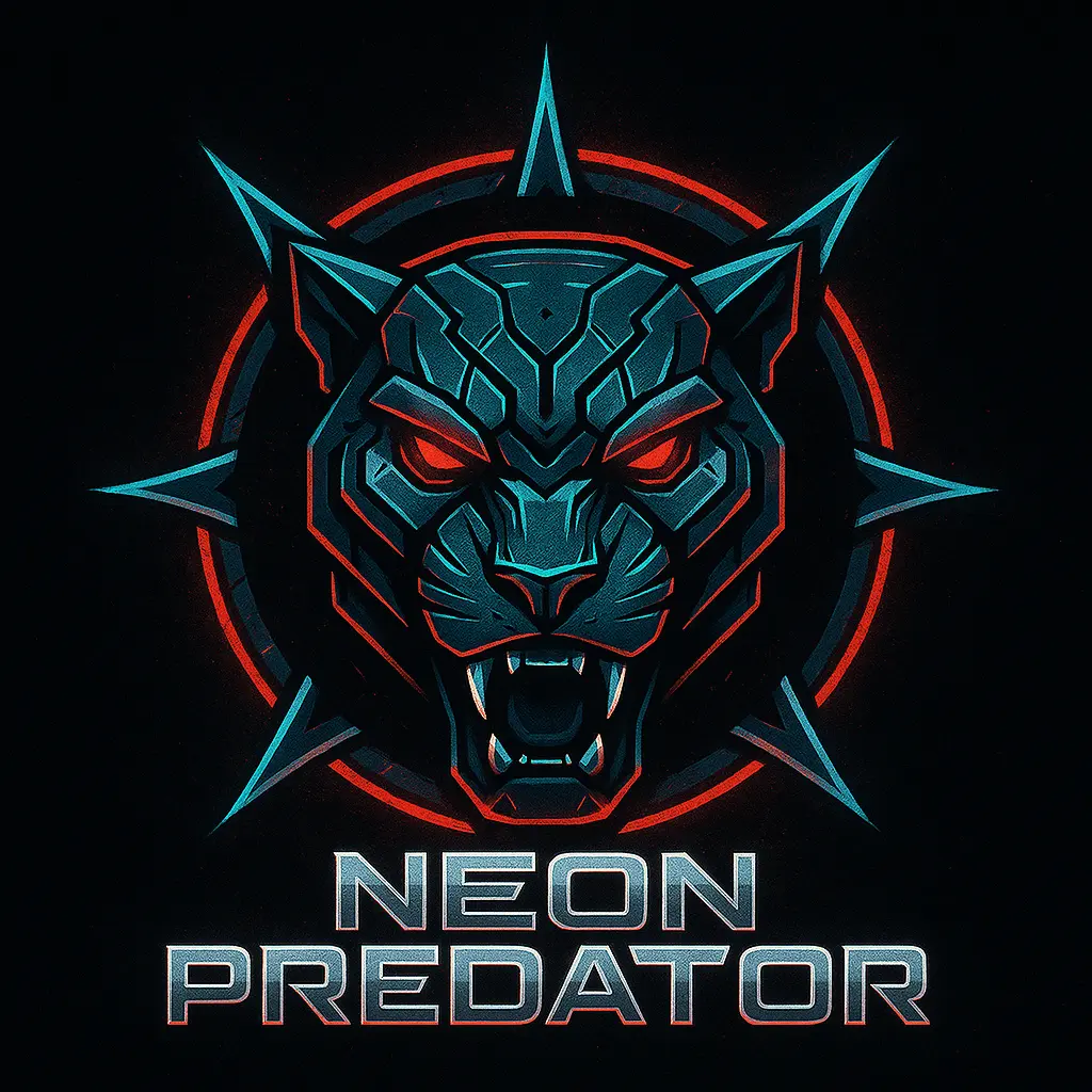 Cyberpunk jaguar gaming logo template with neon accents