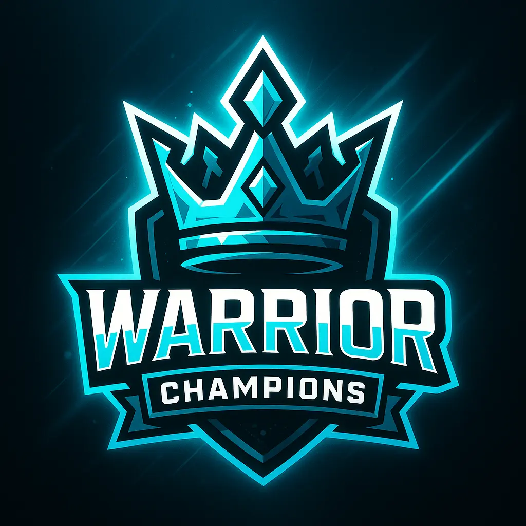 Gaming logo template with crown and bold cyan text