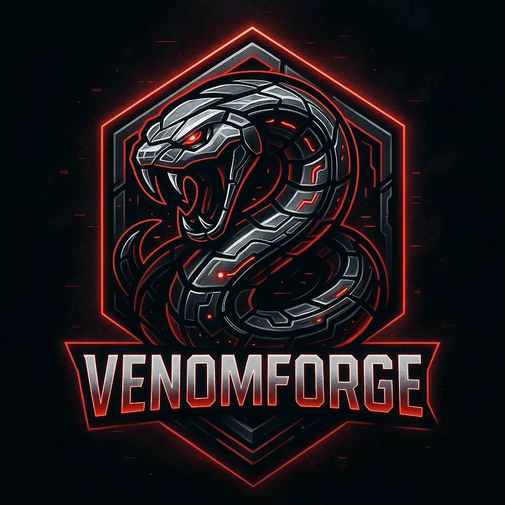 Cyber serpent gaming logo template in tech crest