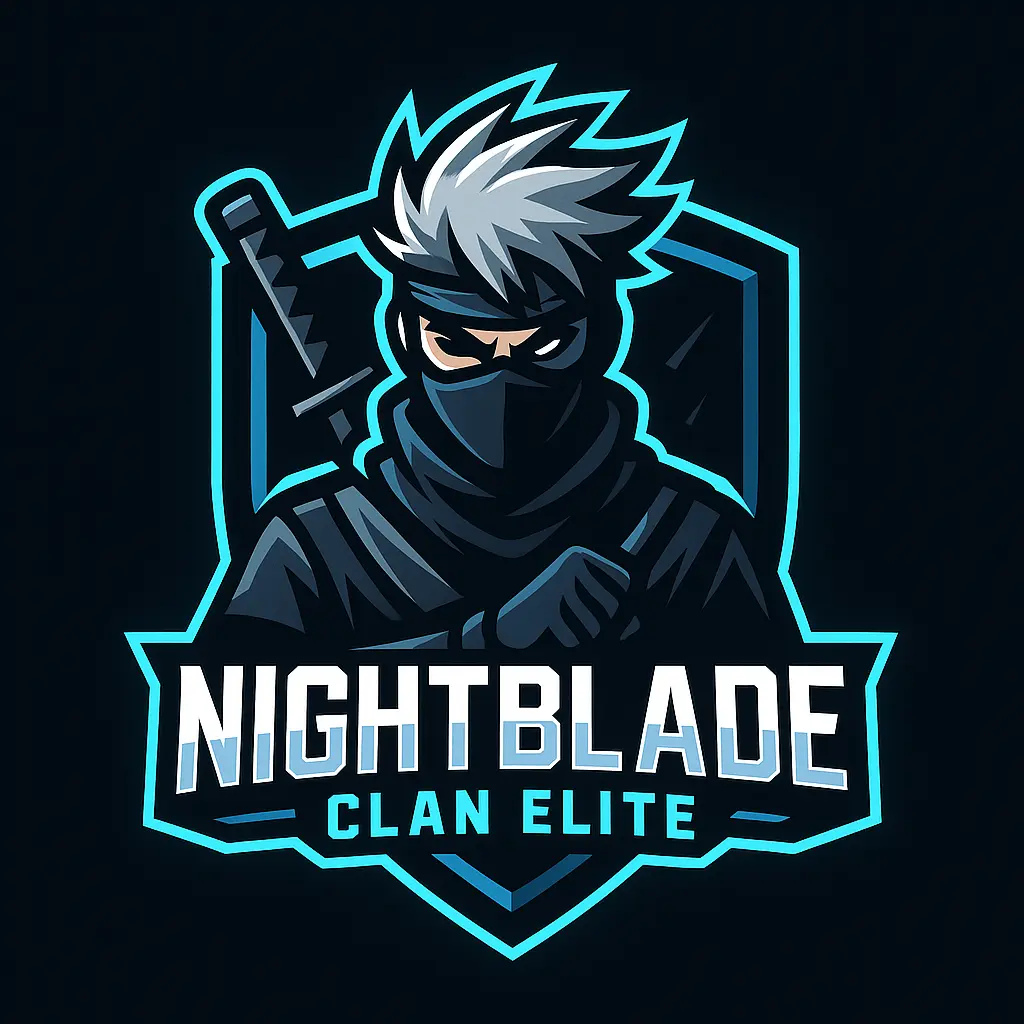 Gaming logo template with masked ninja and electric blue theme