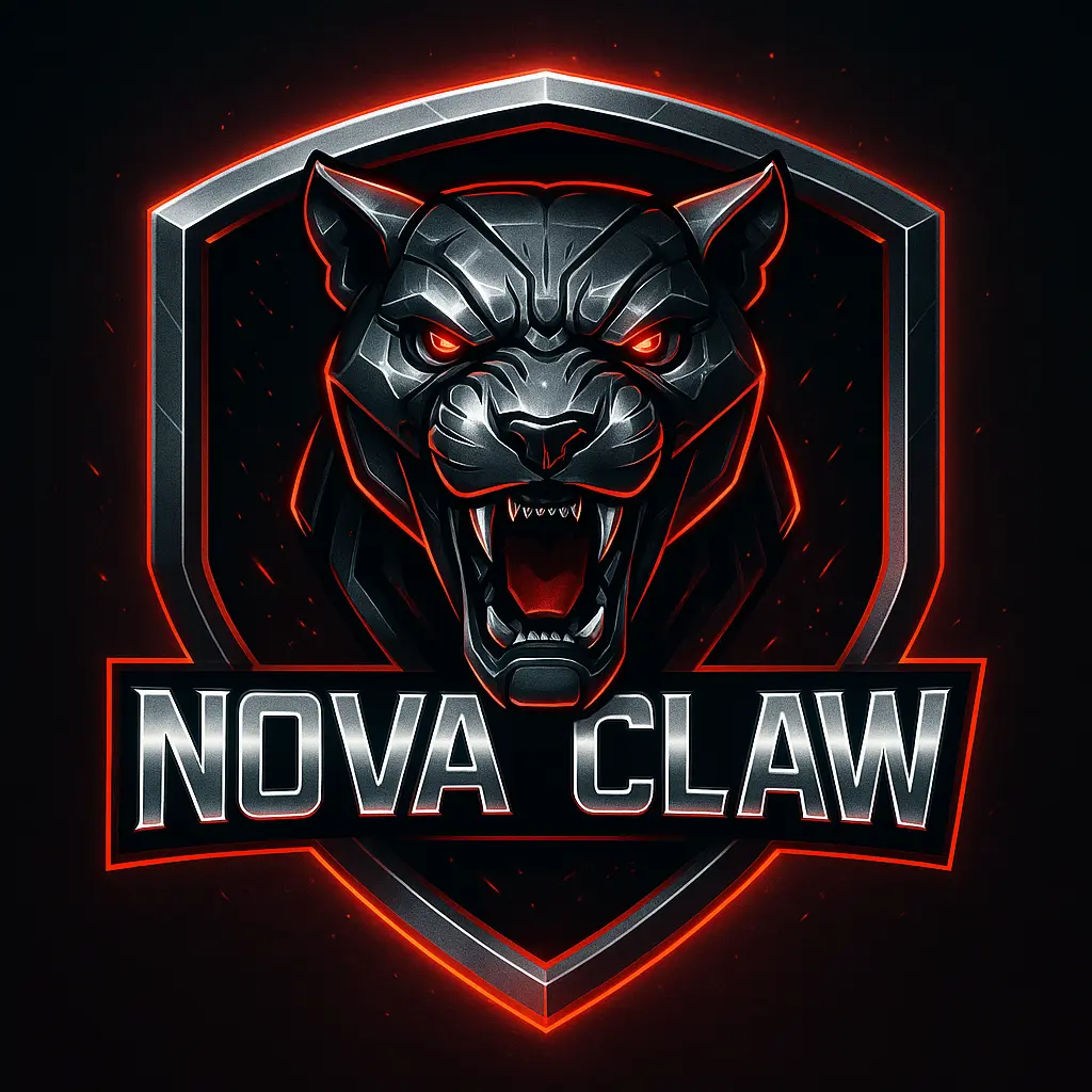 Futuristic robotic panther gaming logo template