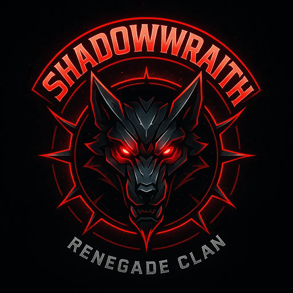 Cyberpunk wolf gaming logo template with neon glow