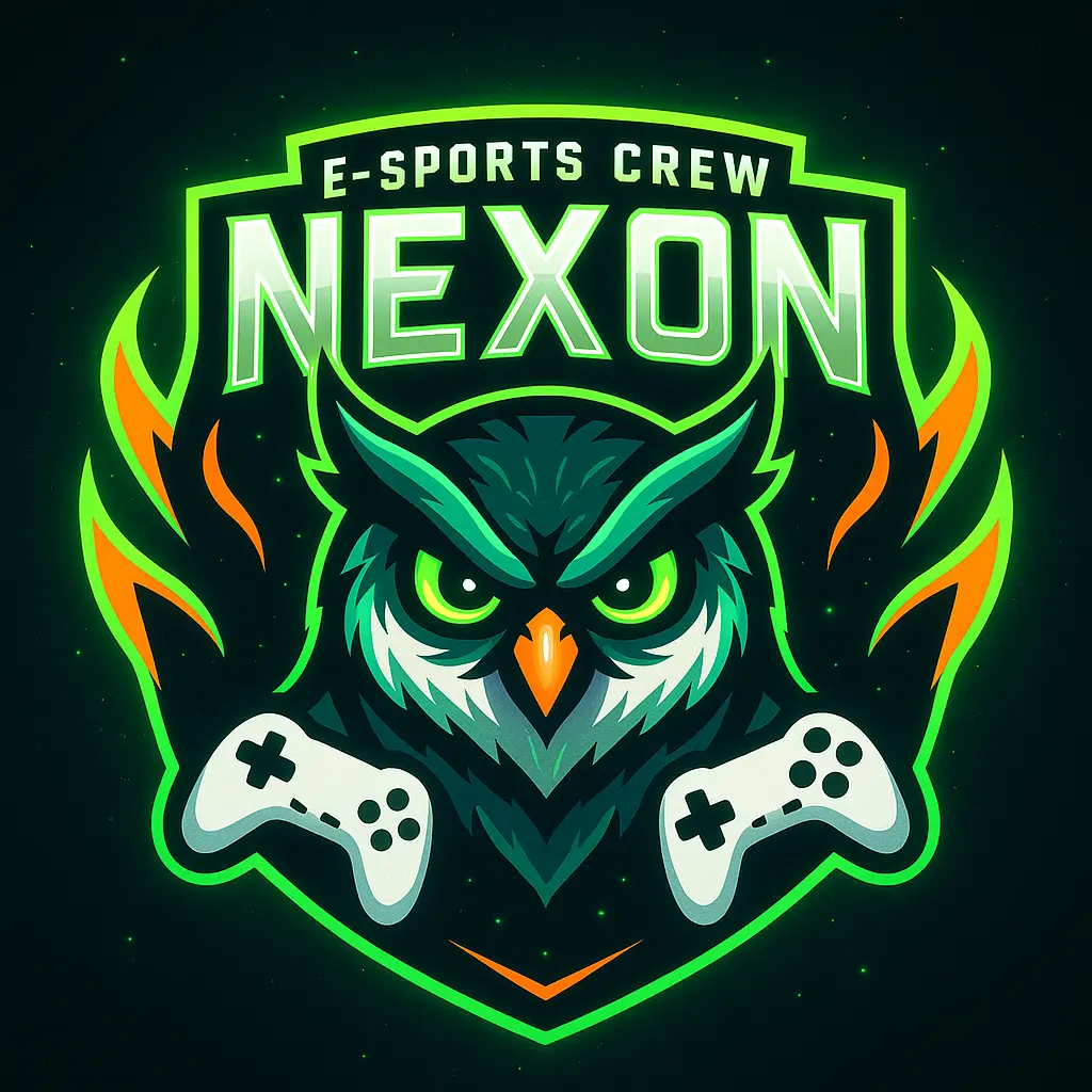 Fierce owl gaming logo template with neon accents