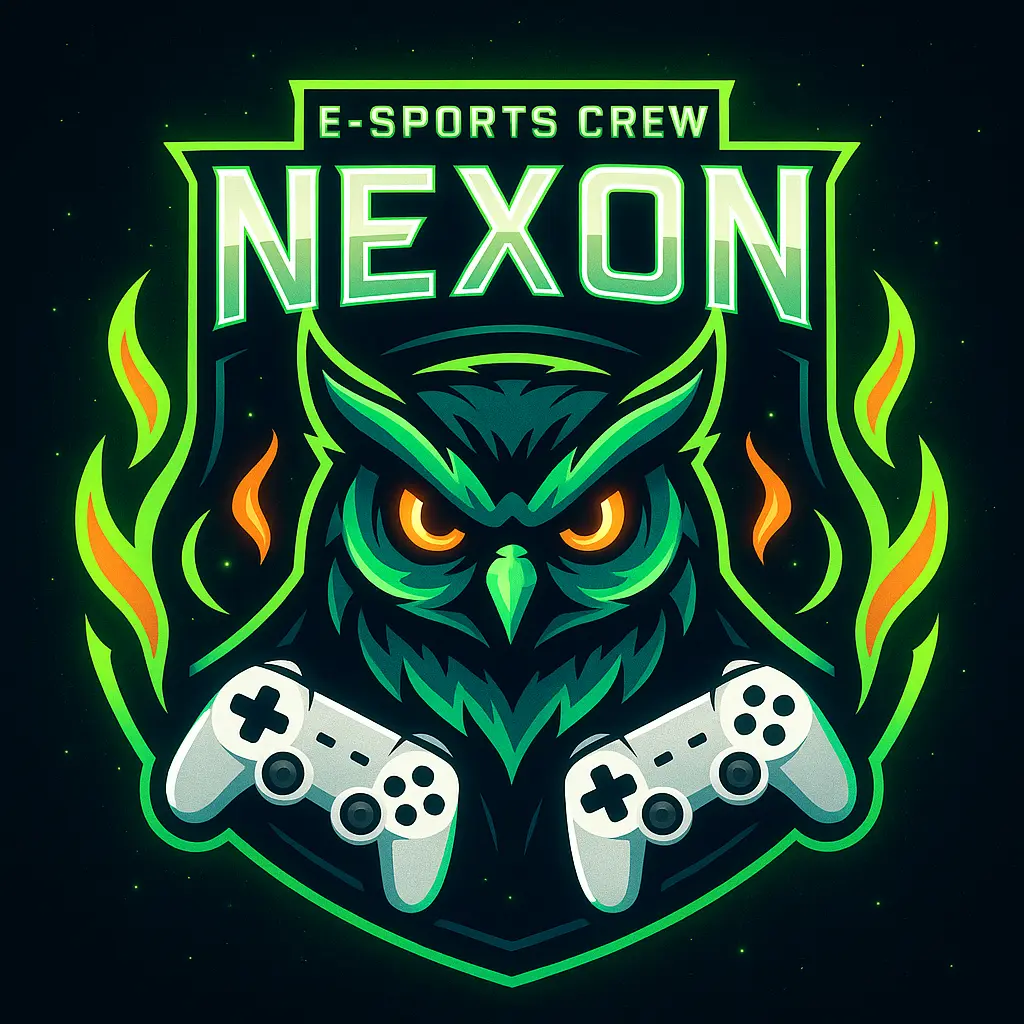 Fierce owl gaming logo template with neon accents