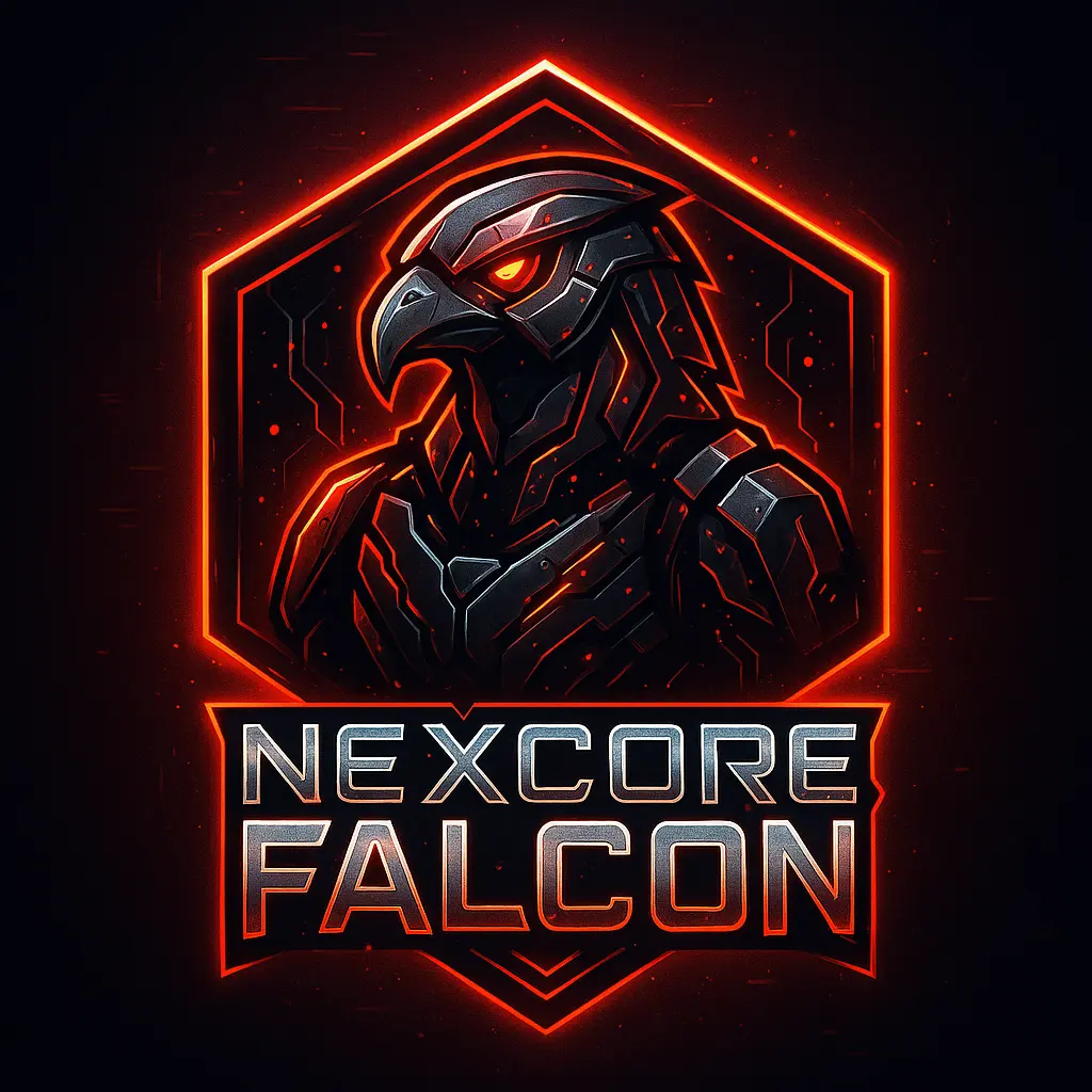 Cyberpunk falcon gaming logo template with neon effects
